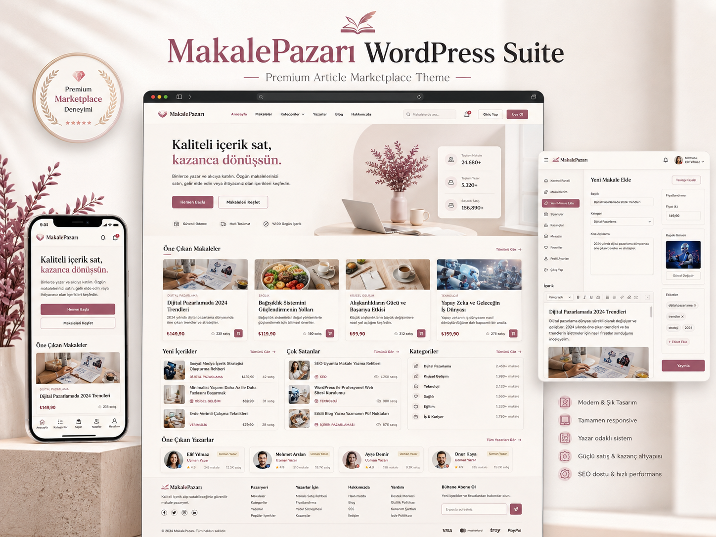 Makale Satış WP Teması önizlemesi